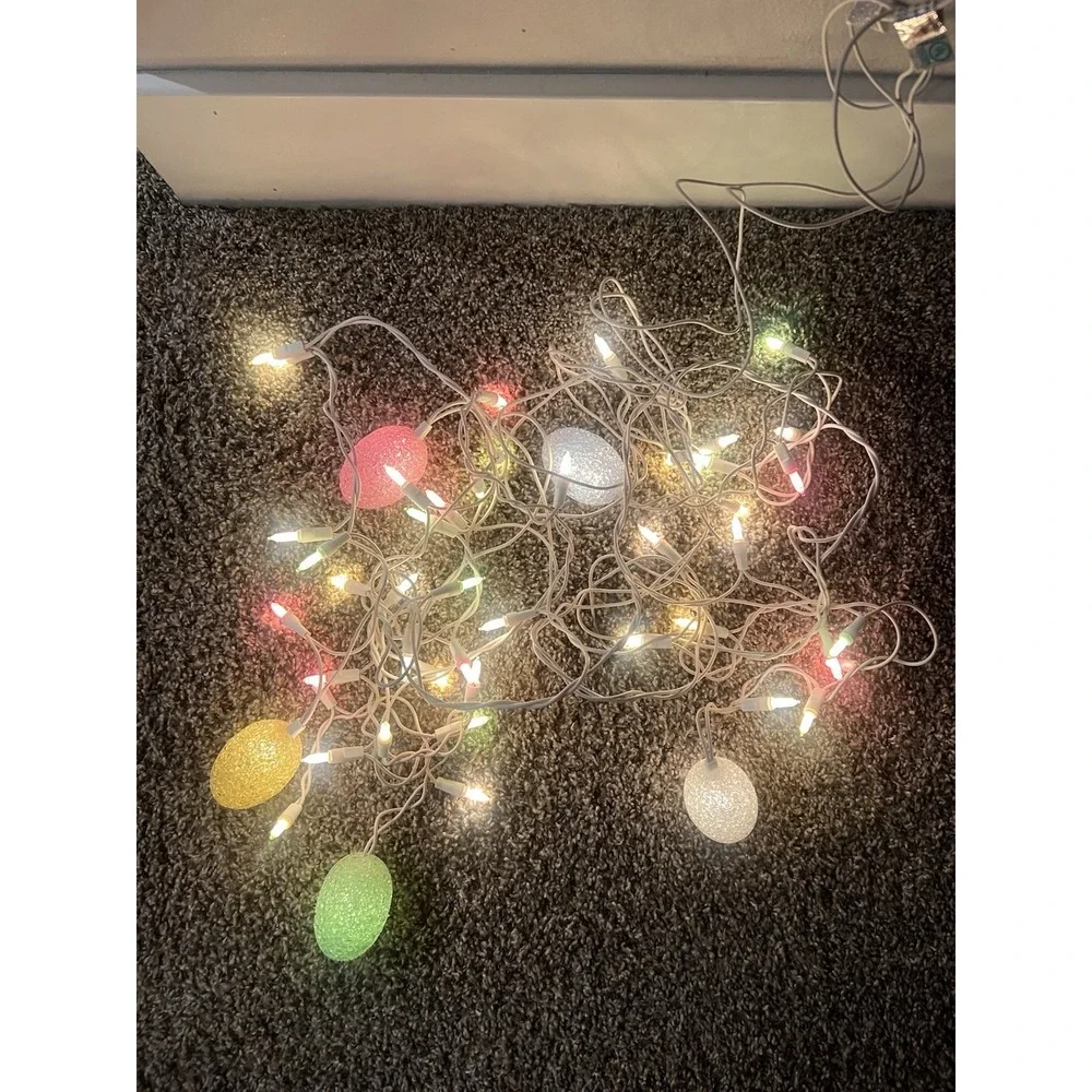 Vintage Easter Icicle‎ Lights Novelty Eggs Decor